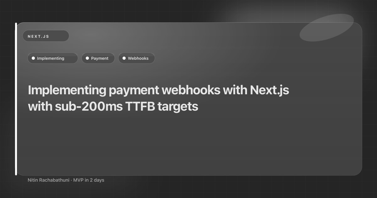 Implementing payment webhooks with Next.js with sub-200ms TTFB targets