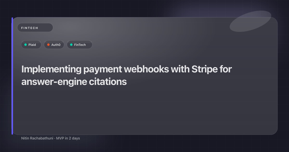 Implementing payment webhooks with Stripe for answer-engine citations