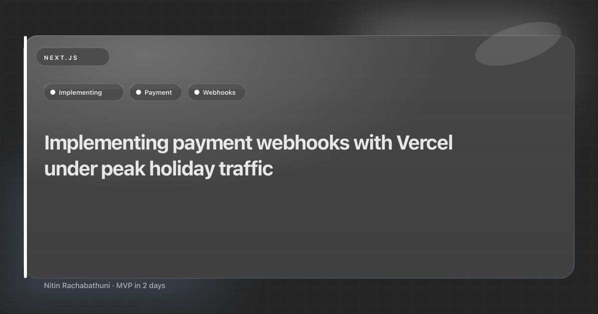 Implementing payment webhooks with Vercel under peak holiday traffic
