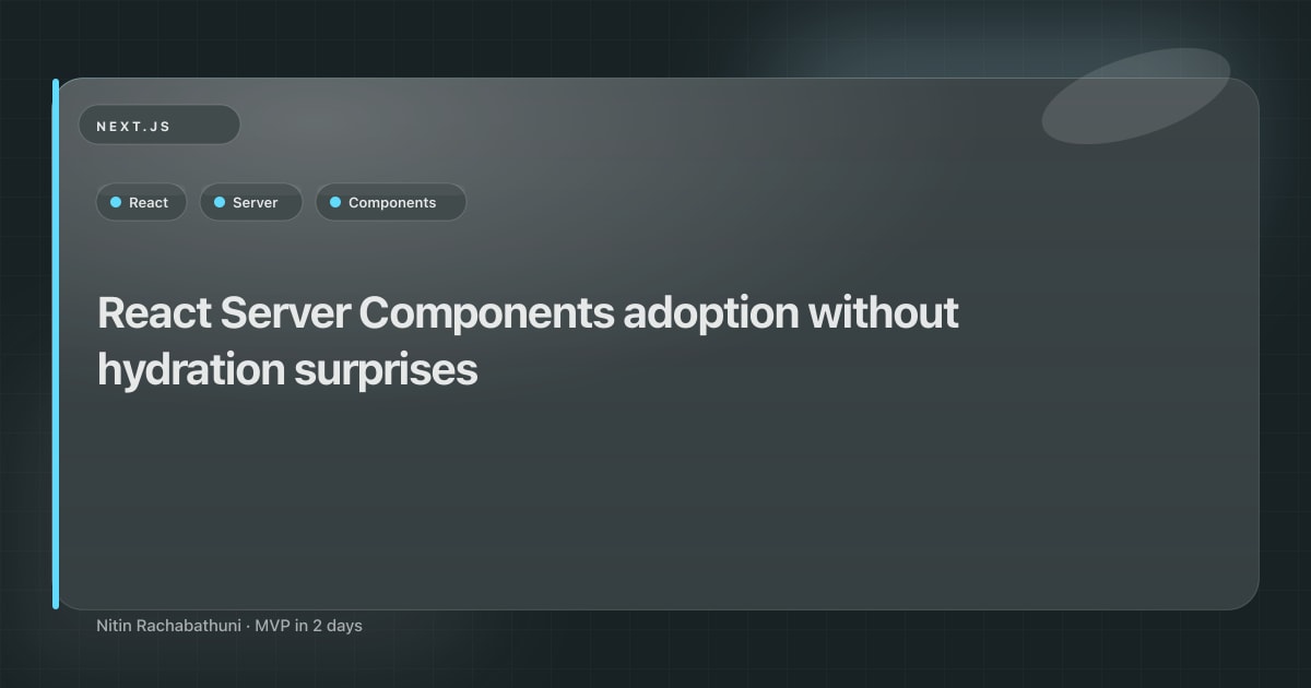 React Server Components adoption without hydration surprises