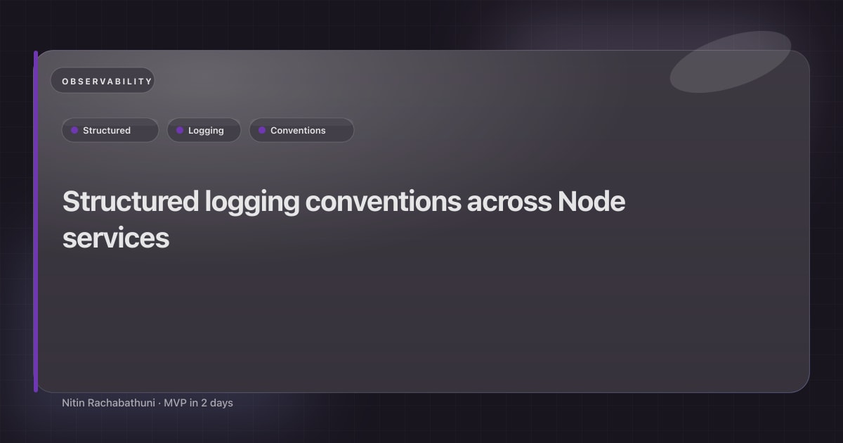 Structured logging conventions across Node services