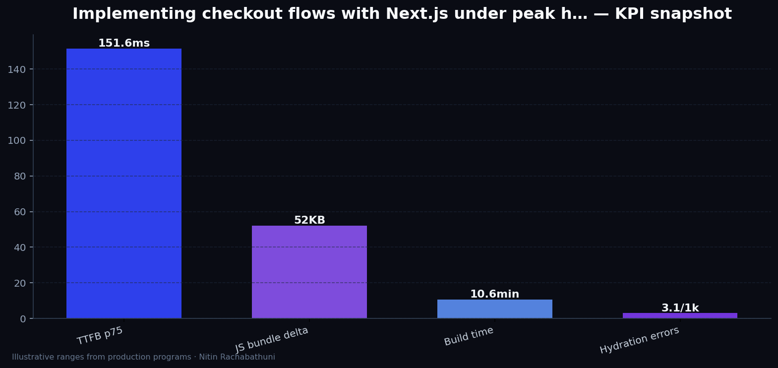 Implementing checkout flows with Next.js under peak holiday traffic — key metrics
