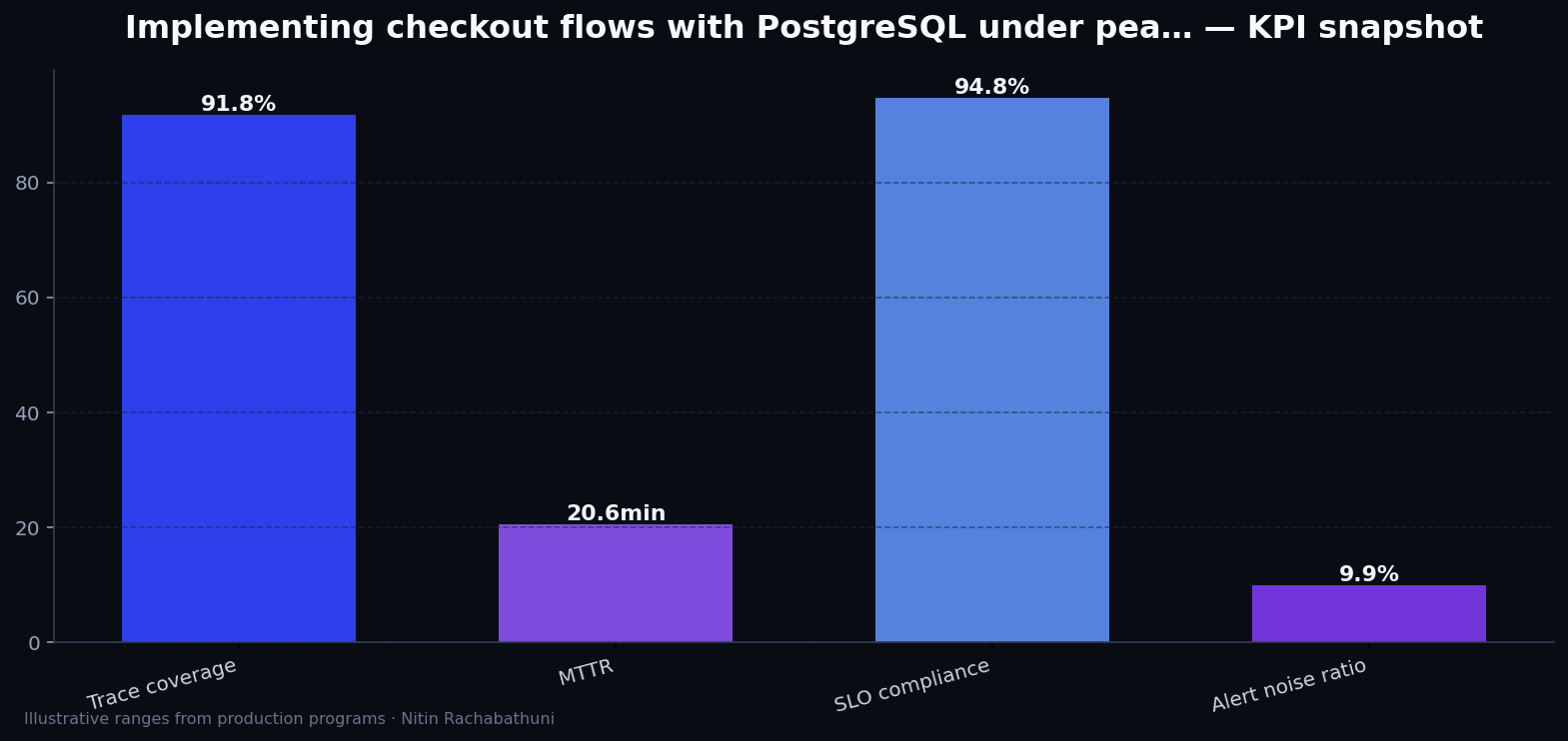 Implementing checkout flows with PostgreSQL under peak holiday traffic — key metrics