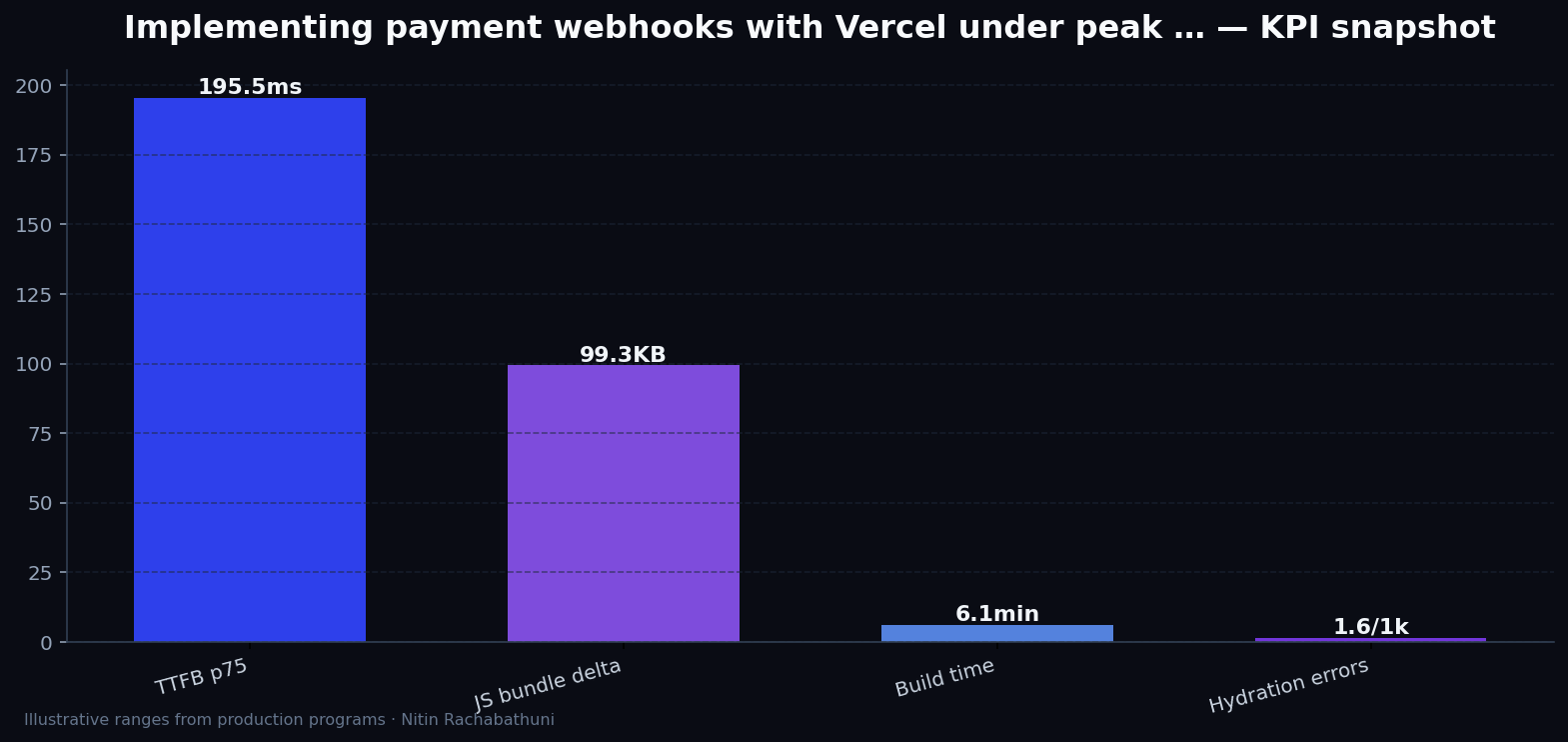 Implementing payment webhooks with Vercel under peak holiday traffic — key metrics