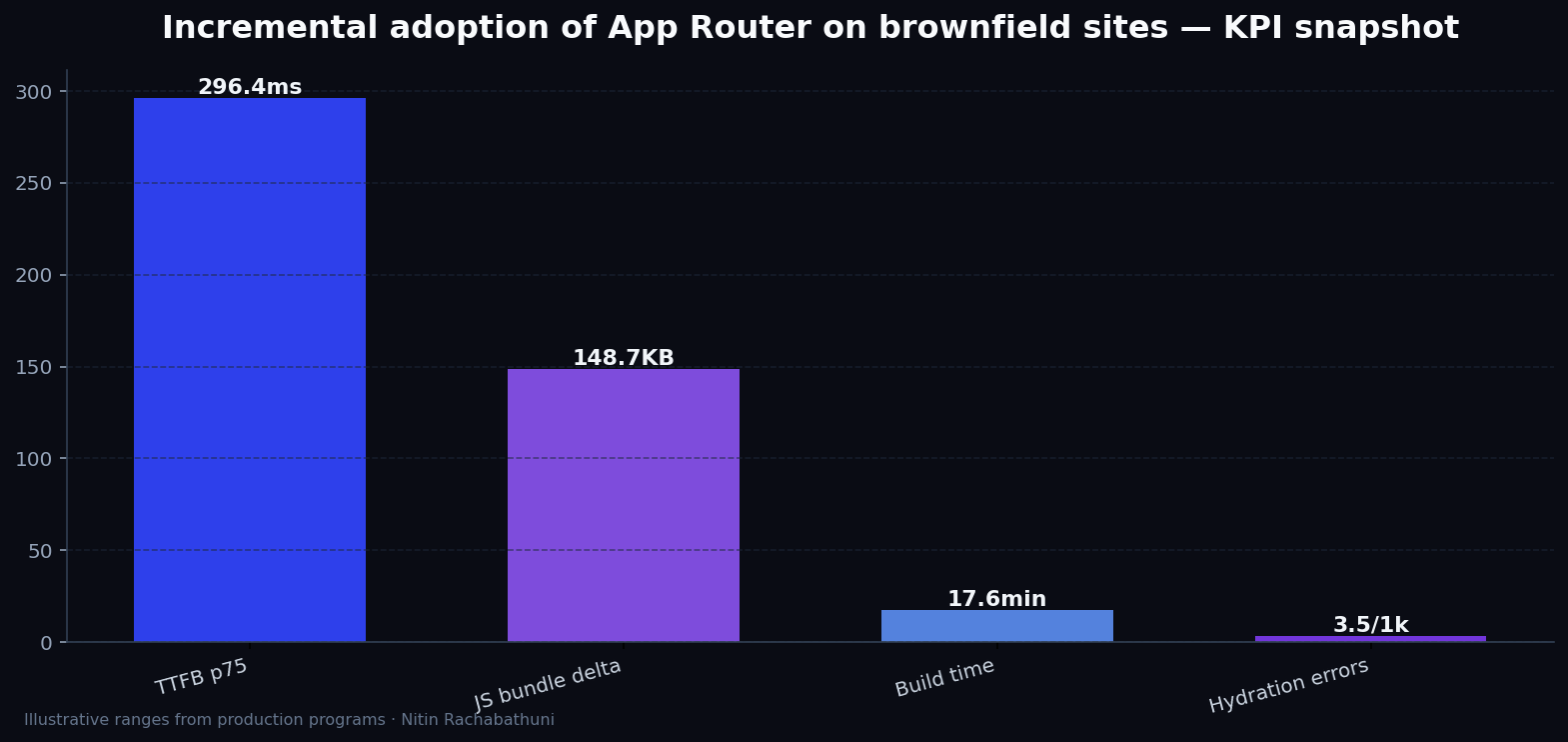 Incremental adoption of App Router on brownfield sites — key metrics